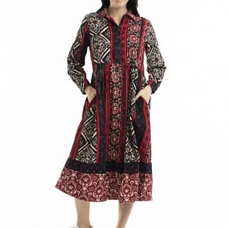 Orientique - Jolene Collar Dress - Cotton - Fine Corduroy - Size 8 - Size 10 - Size 12