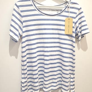 Cloth Paper Scissors - Stripe Crew Neck Tee - White/Deep Blue - Size 6