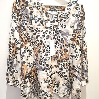 Jump - Linen - Watercolor Animal Print - 3/4 Sleeves - Size 14