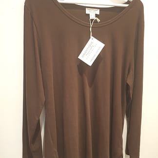Orientique - Essential Knits Long T-shirt Crew Neck - Chocolate - Size 16 - Size 18