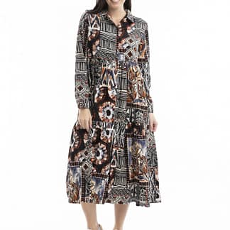 Makeba Dress Maxi Collar Size 16 Orientique