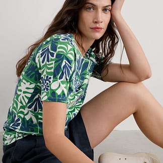 Seasalt Cornwall - Poisson T-Shirt -  Collage Seaweed Hedgerow - Organic Cotton