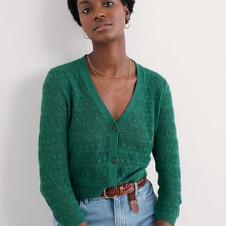 Seasalt Cornwall - Sweet Day Cardigan Knit - Melange Pine Shoots Colour - Organic Cotton