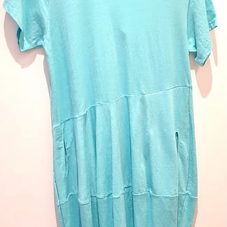 Orientique - Essentials Knit Bubble Dress - Aqua Colour - Organic Cotton - Size 14 - Size 16
