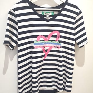Threadz - HEART STRIPE TEE - Navy / White - XS