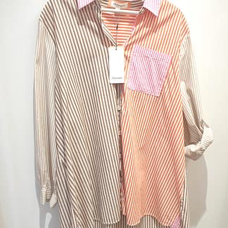 Threadz SUMMER STRIPE SHIRT - Papaya - Size 16 - Cotton