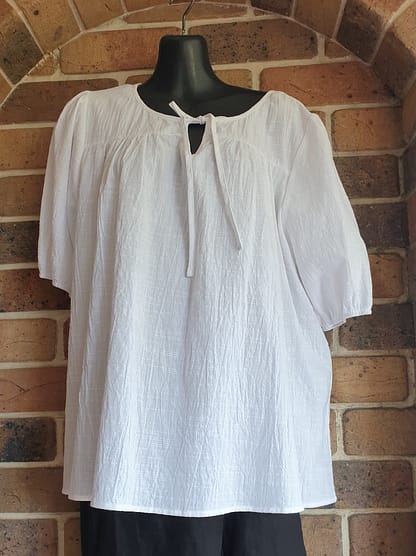 Willow Tree - White Peasant Cotton Blouse - Size 12 - Size 14 - Size 16