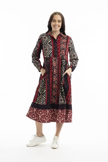 Orientique - Jolene Collar Dress - Cotton - Fine Corduroy
