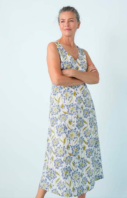 B-WM33856-32332 - Sky Beyond Dress-Agapanthus Lino Chalk Sleeveless Dress