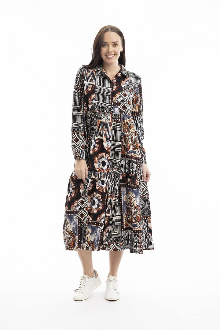 Makeba Dress Maxi Collar Size 16 Orientique