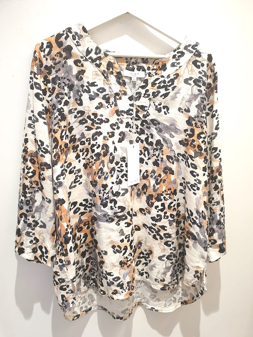 Jump - Linen - Watercolor Animal Print - 3/4 Sleeves - Size 14