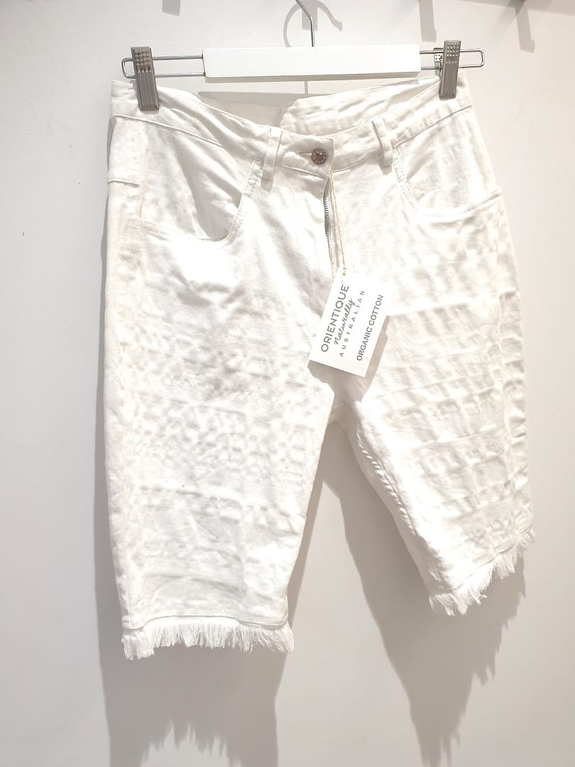 Orientique - White Cotton Shorts - Size 10 - But More Like Size 8